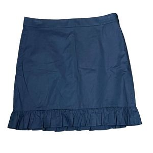 J. Crew Women’s Navy Blue Ruffle Hem Mini Skirt Back‎ Zip Stretch Size 8 NWT